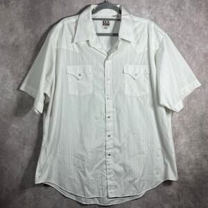 Ely Cattleman Western Shirt Mens Size XXL 18.5 White Pearl Snap Cowboy Casual